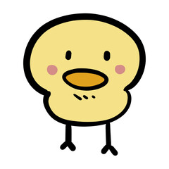 Cute Cartoon Chick Face Illustration