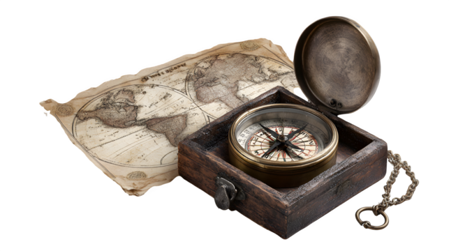Compass styled for historical exploration theme