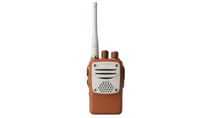 Vintage two-way radio with antenna in brown color  
