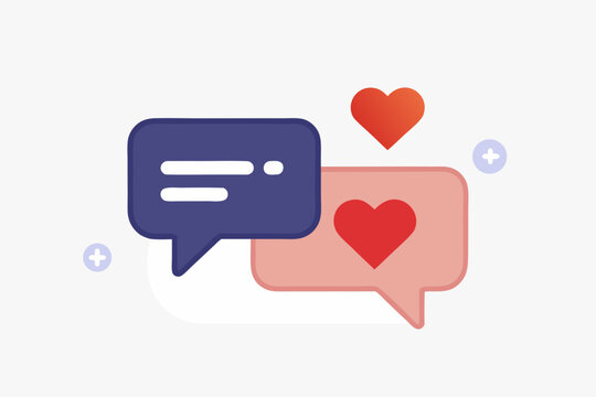 chat bubble heart emotional interaction icon for love messaging
