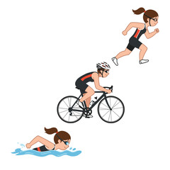 Obraz premium vector editable triathlon poses for any graphic background