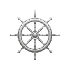 Obraz premium A realistic 3D rendering of a classic ship's steering wheel, isolated on a white background.