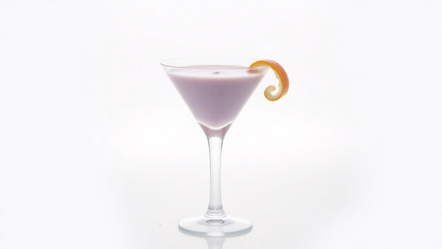 Elegant Lavender Cocktail in a Martini Glass Garnished with Orange Peel - Powered by Adobe