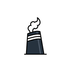 Simple cartoon illustration of an industrial chimney emitting smoke.