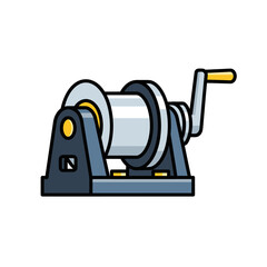 Simple illustration of a hand-cranked winch, showing its mechanical components.