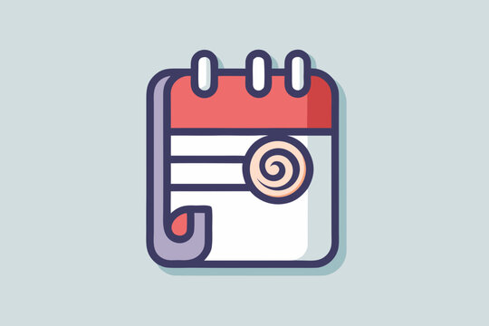spiral planner with small bookmark tab sticking out illustration