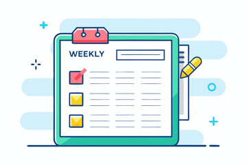 weekly planner sheet with folded corner and checklist