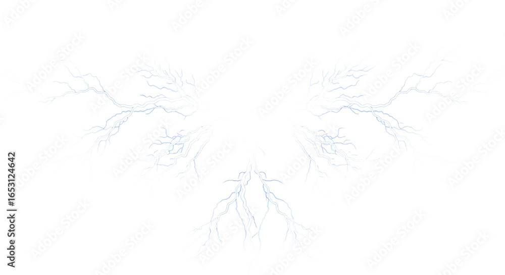 Poster abstract blue glowing energy effect with branching lines isolated on transparent background