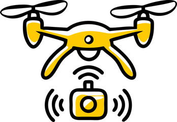 Modern drone remote controller for aerial photography and videography isolated on white background