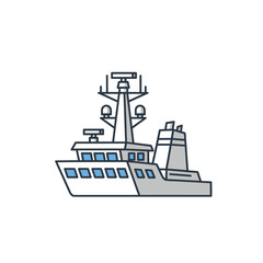 Modern warship illustration, detailed naval vessel design, maritime security icon.