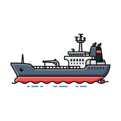 Obraz premium Cartoon style illustration of a large cargo ship on the water.