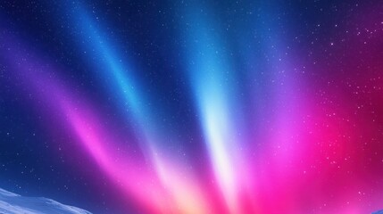 Obraz premium Striking aurora borealis display, vibrant hues against a starry sky, horizon below