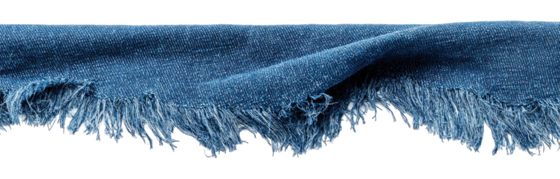 Indigo fabric with textured fringe