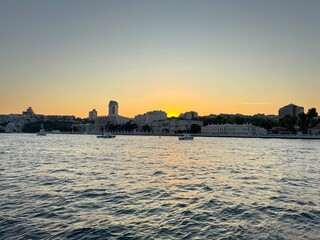 Dolmabah&ccedil;e Palace at Sunset. Istanbul, Turkey. 