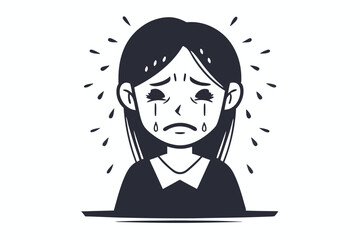 Worried Woman Hands on Head Vector, Stress, Depression on White Background