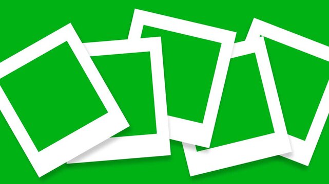 Photo Frame Transitions Isolated on Green Screen, Polaroid Transitions Animation Video 