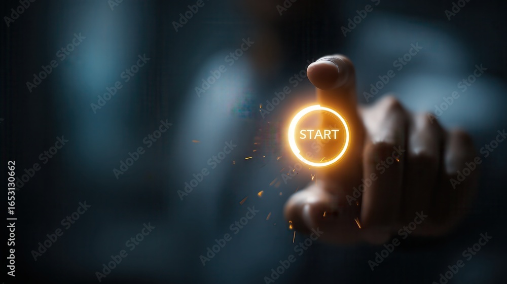 Poster save to library preview crop find similar file #: 403681778 man touching start in screen.