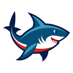 Fototapeta premium shark cartoon isolated on white