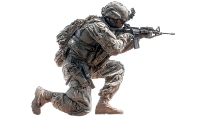 Neutral reenactment soldier figure in firing stance