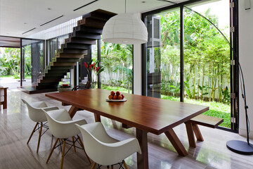 modern luxury dining room interior, 3d render