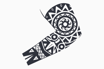 Two Symmetrical Tribal Tattoo Style Elements Art on White Background