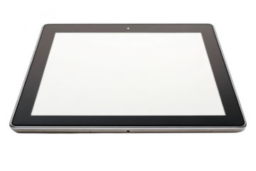 Modern tablet device with blank screen isolated on transparent background