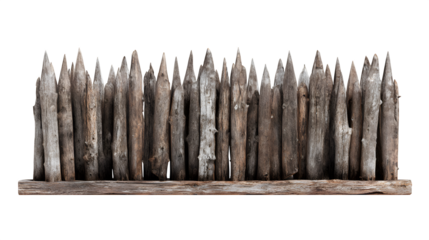 Replica of a historic fort wall with wooden spikes