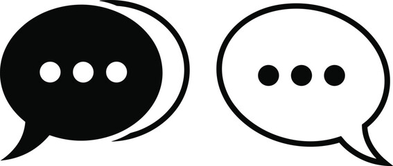 Speech bubble icons in solid and outline styles, chat symbol, communication, message dialog, conversation, texting vector design set