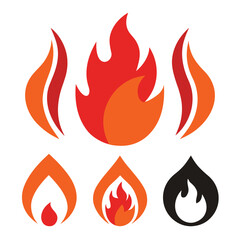 A vibrant vector set of burning fire icons and hot flame symbols for your design