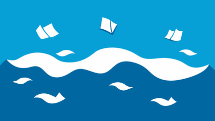 Obraz premium An Ocean Made of Ink with White Islands of Paper Abstract Art