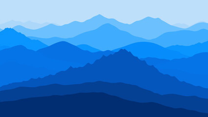 Fototapeta premium Panoramic View of Layered Blue Mountains Fading into the Distance