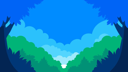 Clear Blue Sky Glimpse Through a Wooded Opening Outdoor Scene