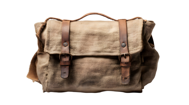 Simple canvas satchel used in early military settings