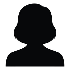 Silhouette of a Woman with Bob Haircut on White Background Profile View for Design and Social Media Female Avatar Icon
