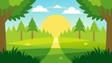 Obraz premium Welcoming edge of a forest opening to a bright sunny natural clearing