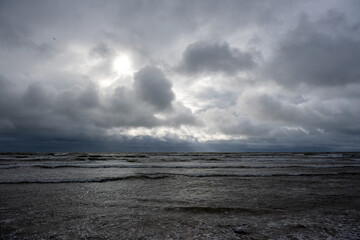 Stormy afternoon by Baltic sea, Liepaja, Latvia.