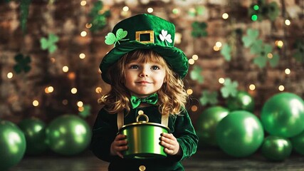 Adorable Toddler Celebrates St. Patrick's Day in Festive Attire