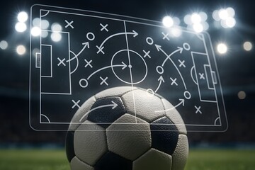 Naklejka premium Soccer tactics strategy displayed on a clear board