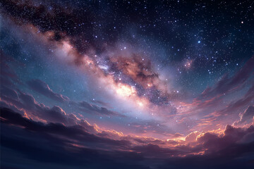 Night Sky Celestial Tapestry: A mesmerizing image of the night sky adorned with the celestial tapestry, featuring a symphony of stars, swirling galaxies.