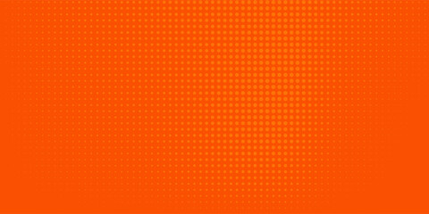 Fototapeta premium Orange halftone dots, abstract pattern with dark and bright gradient background. digital technology style modern