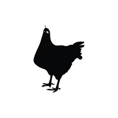 Hen Silhouette Vector Illustration With White Background.