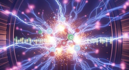 Fototapeta premium CGI of atoms bonding to form chemical compounds