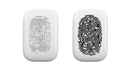 Two fingerprint icons on rectangular shapes