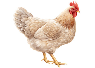 Fototapeta premium Light brown hen standing on white background isolated on a transparent background
