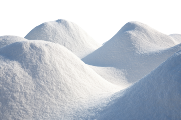 White powder mounds, like miniature snow-capped mountains
