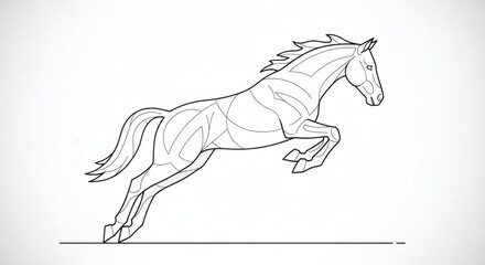 Obraz premium High-Energy Horse Drawing with Precise Line Art