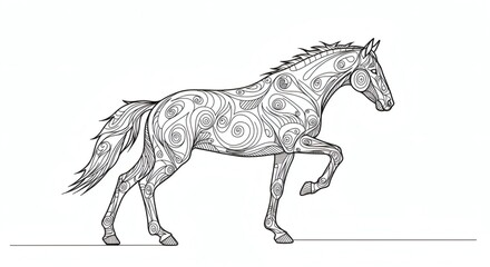 Fototapeta premium Detailed abstract horse drawing mid-air, futuristic style with sharp lines and minimalist art