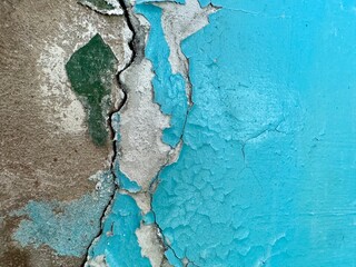 Authentic Retro Wall Texture with Dramatic Paint Peeling and Crack Details . High quality photo