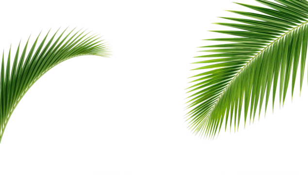 Isolated palm fronds exhibit tropical elegance with transparent presentation allowing versatile