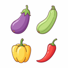 Vector SVG Illustration of Colorful Vegetables with Flat Design Style for Web and Digital Use
